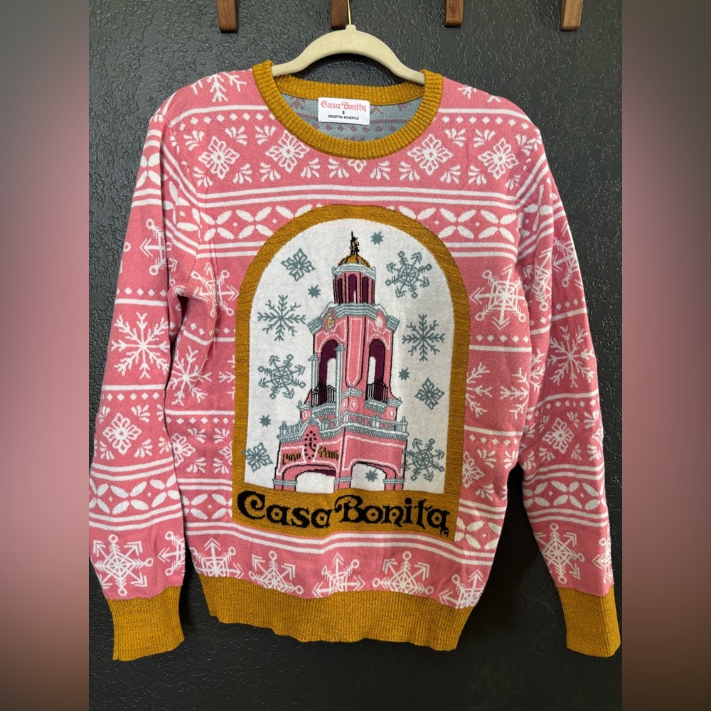 Casa Bonita Pink and Gold Christmas Sweater